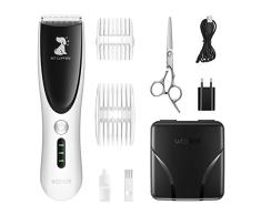 WONER PC515B Tondeuse Chien Chat Electrique Kit Tondeuse Toilettage Animaux Professionnel Rechargeable sans Fil 2 Vitesses pour Poils Cheveux Epais Trousse Rangement