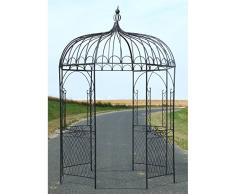 L'Héritier Du Temps Tonnelle Pergola Gloriette en Fer Forgé Marron Abris Kiosque de Jardin Rond 196x196x314cm