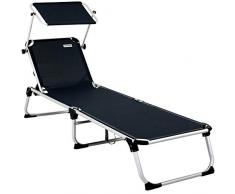 Casaria Chaise Longue de Jardin Malta Transat Graphite Bain de Soleil Pliable réglable