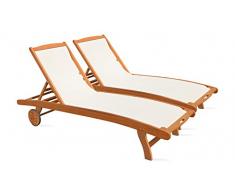 Oviala Bain de Soleil en Bois et textilène