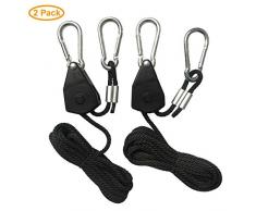 Junkai 1/8" Rope Ratchet Corde à cliquet,Heavy Duty Corde de Crochet Réglable de Croissance Charge Maximale 68 kg,Utilisé pour Tente Suspendue Planter de la Lumière