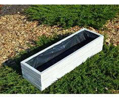 Nouveau bac à fleurs en bois tOP pot de fleurs pour jardin et terrasse montée d2–blanc 100 cm