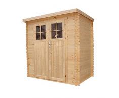 TIMBELA M310F Abri de Jardin en Bois Exterieur - Chalet en Pin/épicéa- Toit Plat - 223 x 118 cm/2,63 m² - 19 mm