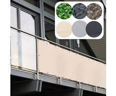 casa pura Brise Vue Balcon - Pare-Vue PVC | Brise Vue Occultant | Protection Visuelle Résistant Intempéries & UV | Brise Vent avec Oeillets & Cordons | Beige - 90cm (H) x 600cm (L)