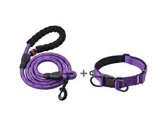 U-picks - Laisse et collier pour chien en corde solide avec collier de qualité - Confortable et réfléchissant - Pour chiens de taille moyenne et grande taille