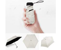 Oksea Mini Poche Parapluie Sun Block Protection UV Pliable Compact léger Parapluie avec 5 Pliable Unisexe extérieur Soleil Parapluie Parasol de Plage (Beige)