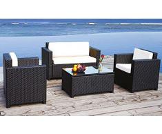 Jet-Line Cannes Ensemble de jardin lounge en rotin Noir