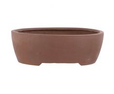 Pot à bonsaï 29x24x10cm brun ovale en grès