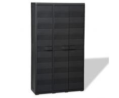Festnight- Armoire de Jardin avec 4 Etagères Remise pour Outils Balai Noir