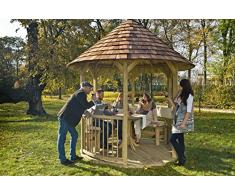 GC Table ronde en bois pour tonnelle de jardin Villandry