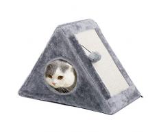 PAWZ Road 2 en 1 Dôme Niche pour Chat Chiot avec griffoir en sisal et Balle Suspendue, Maison Stable et Multifonctionnel Version Améliorée L49*H32cm Gris