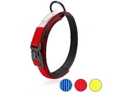 HAPPY HACHI Collier Chien Classique Résistant au Frottement avec Bande Réfléchissante (Rouge XS)