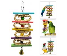 OSPet Parrot Jouets de Mastication Bois Coloré Bird Toys à Suspendre pour Oiseaux de Petite et Moyenne Taille
