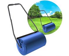 AUFUN Rouleau à Gazon à Main 57 cm Largeur de Rouleau, 32cm de diamètre, Capacité 46L - Bleu