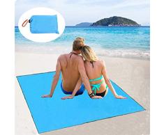 maibtkey Nappe de pique-nique Pique-nique couverture Plage étanche léger portable avec poignée 215 x 215 cm Blanket Grand pour camping plage voyage randonnée, bleu
