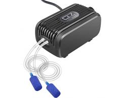 IREENUO Pompe Air Aquarium, 3 W - 2 * 150 L/H Pompe à Oxygène de Réservoir Poissons Ultra Silencieuse pour Eau de Mer Fraîche et Salée avec 2 Pierre de Sortie Air