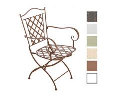 CLP Chaise De Jardin en Fer Forgé Adara I Chaise De Jardin Pliable I Design Antique avec Accoudoirs I Hauteur De lAssise: 43 cm Marron Antique