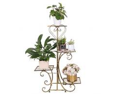 Malayas Etagère de Jardin en Fer Porte-Plantes 4 Couches Flower Rack Intérieur/Extérieur Présentoir de Fleurs pour Balcon Maison Couloir