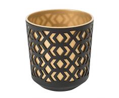 Pot de fleurs pour plantes aromatiques | Ø 19,5 cm H 20 cm | Pour jardin et balcon | 2 pièces | Boîte de rangement décorative | Pièces à assortir selon vos goûts, Noir + doré, Ø 195 mm