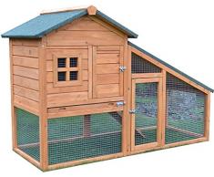 FeelGoodUK Cage De Lapin Imperméable Clapier À Lapin En Bois Massif Clapier Extérieur Jardin 2 Étages Pour Hamster Rongeurs 150 x 66 x 100 cm