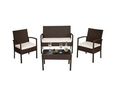TecTake Salon de jardin Table de jardin en resine tressee chaises salon d'exterieur poly rotin marron antique