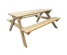 Anself Table de pique-nique en bois 150 x 135 x 71,5 cm