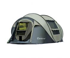 Candora Camping tentes 4–6 Personnes dépliable Facile Configuration Rapide, 2 Portes fenêtres en Maille étanche Grande Famille de confidentialité Tente de Voyage