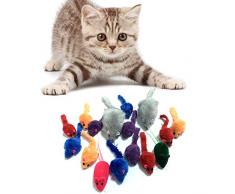 PietyPet Souris en Peluche, 16 Pièces Peluches Souris Jouets pour Chat Chaton Animaux Domestiques Toys - Multicolor, 3 Taille Différente