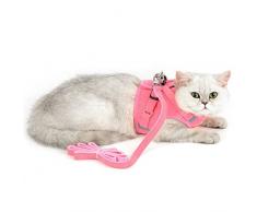 Zunea Ensemble harnais et laisse pour chat anti-fuite réglable réfléchissant en maille souple rembourrée en velours côtelé pour chats, chatons, chiots et petits chiens