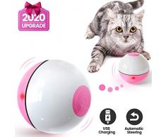 Iokheira Jouet pour Chat, Boule Auto-Rotative à 360 Degrés avec LED Lumières Rechargeable USB Jouet Interactif Électrique Balle Chat pour Animaux Chien Chatons