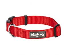 Blueberry Pet Collier Chien Classique Solide 1cm Petit Modèle XS Polyester Nylon, Conçu pour Durer. Collier pour Chiot. Rouge Rouge Laisse et Harnais Assortis Vendus séparément