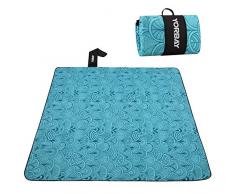 Yorbay 200 x 200 cm Tapis/Couverture de Pique-Nique Imperméable Pliable Portable pour Camping Jardin Plage avec des Poignées Grand Format