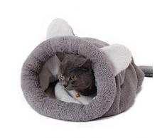 PAWZ Road Sac de Couchage pour Chat Doux et Confortable, Corbeille pour Chat Niche Dôme Igloo 60 * 58cm (Gris)