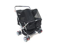 KKCD-Poussettes Chien Chariot pour Chien/Poussette/Chiens/Chats avec Quatre Roues Double Poussette De Couchage pour Animal De Compagnie Roue Avant 360 Degrés De Rotation Poussette De Voyage pour