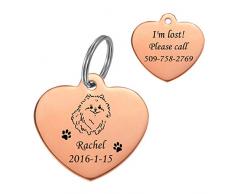 HooAMI Médaille Chien Coeur Gravure Personnalisé Identification Prénom Adresse Tel pour Petit Chien