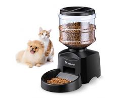 isYoung 5.5L Distributeur Automatique de croquettes avec Grand Écran & enregistreur Vocal - Gamelle pour Chat et Chien -Supporte Batteries et la Prise