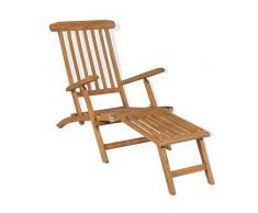 Festnight Chaise Longue de Jardin Inclinable Bain de Soleil en Bois de Teck avec Repose-Pied pour Détendre 158 x 61 x 90 cm