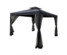 Aufun Pavillon de Jardin 3 x 3 m avec Polyester Bâche Imperméable avec 4 Cadres en Métal avec Fermeture Eclair, Tente de Réception Tente de Fête Pavillo, Anthracite