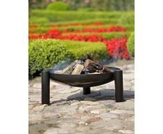 Brasero PALMA au charbon - noir sablé- Ø: 80cm 17kg H: 30cm l:90cm