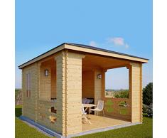 Chaletdejardin.fr Tonnelle en Bois (3x5), 28mm dépaisseur de Mur