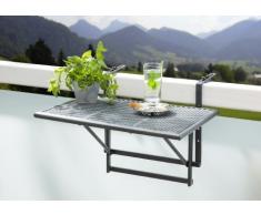 greemotion Table de balcon suspendue Toulouse 40 x 60 cm – Table de balcon rabattable gris métal – Petite table pliante murale à suspendre – Table 2 personnes à hauteur réglable