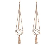 Surplex 2 Paquets Suspension Plante Macramé, Pot Suspendu Plante, pour Suspendre Pot de Fleur Plante Suspension Suspendue Décoration Balcon Maison, 4 Jambes en Corde, 105 cm