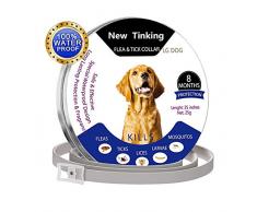 Collier Anti-puces pour Chien -8 mois de Protection Anti-puces et de Contrôle des Tiques Taille Réglable et étanche - Arrêter Pest Piqûres et Les Démangeaisons(Gris, 63cm) (1)