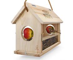 Wildtier Cœur | Mangeoire à oiseaux XXL en bois naturel pour oiseaux de jardin, imperméabiliser, approprié à lespèce. Maison doiseau à accrocher dans le jardin ou sur le balcon