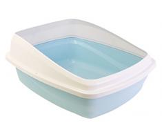 CATLOVE Bac à Litière avec Pare-Litière pour Chat Bleu/Gris Taille M