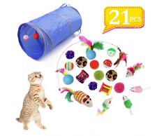 QIMMU Jouets Chat, Kit Jouet Chats, Jouet pour Chat Animaux Domestiques Toys pour Chat Chaton Minou, Jouet De Boule De Chat Tunnel Chat Jeu pour Chaton 21 pièces