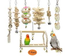 GingerUP Lot de 7 Jouets à mâcher pour Oiseaux, perroquets, perruches, perruches, aras, Oiseaux inséparables