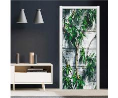 Empty 3D Autocollant Porte Papier Peint Porte muraux PVC Plante Verte Imperméable Auto-adhésif Salle de Bain Photo Peintures Murales intérieure