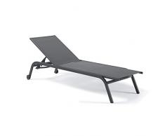 Gecko Jardin Bain de Soleil Aluminium Anthracite et textilène Gris Perth