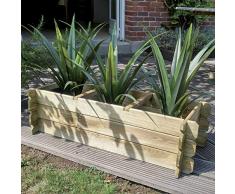 Cerland Carré Potager au Sol Basil - Traité Autoclave Classe 3 - (140 × 60 × H40 cm / 214L : 3 Compartiments)